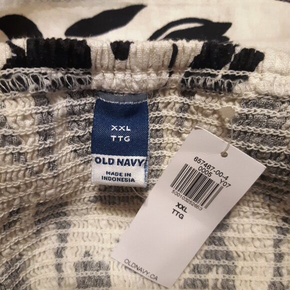 *NWT Old Navy Fit & Flare Tie-Strap Linen-Blend Mini Dress White Navy Floral XXL - Picture 9 of 13